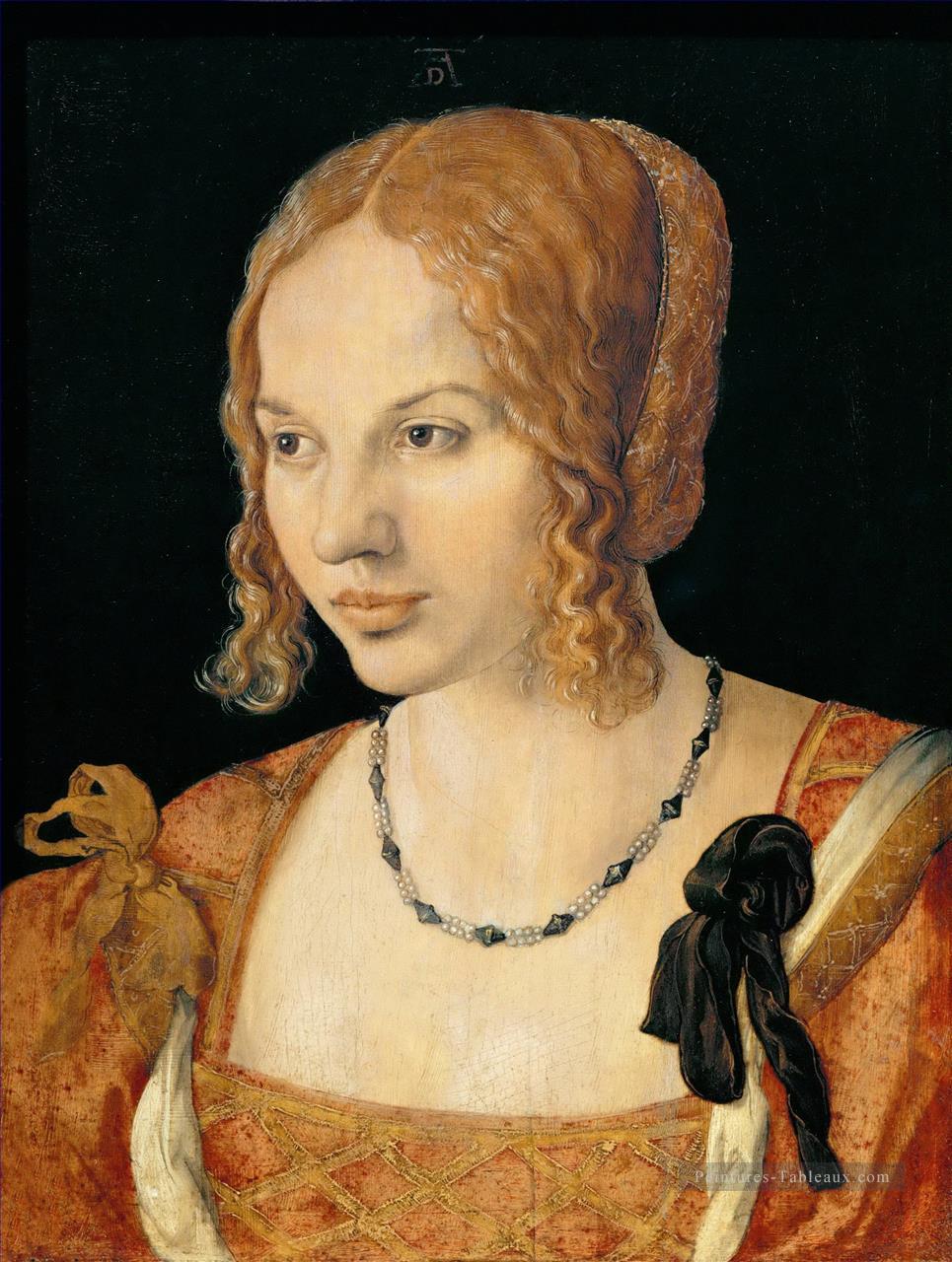 Portrait d’un jeune vénitien Femme Nothern Renaissance Albrecht Dürer Peintures à l'huile